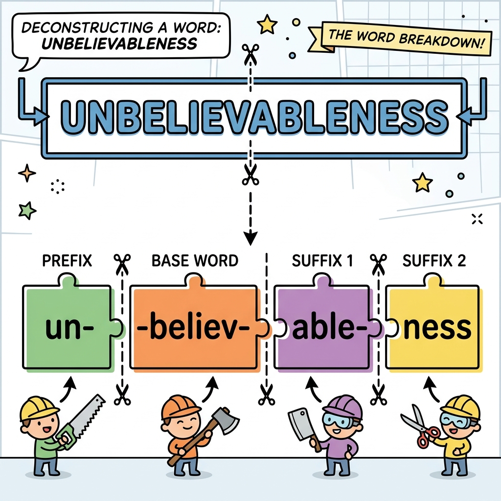 Diagram showing a made up word being cleanly split into sub-word tokens