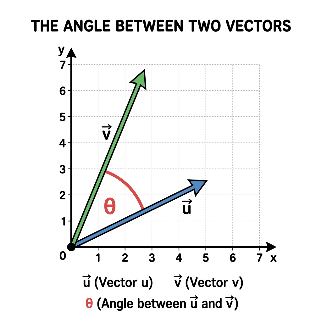 Diagram showing two vectors on a graph, highlighting the angle between them