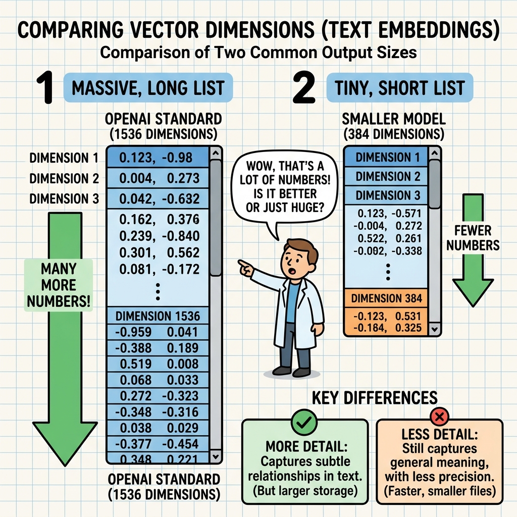 Diagram showing a massive 1536-number list compared to a tiny 384-number list