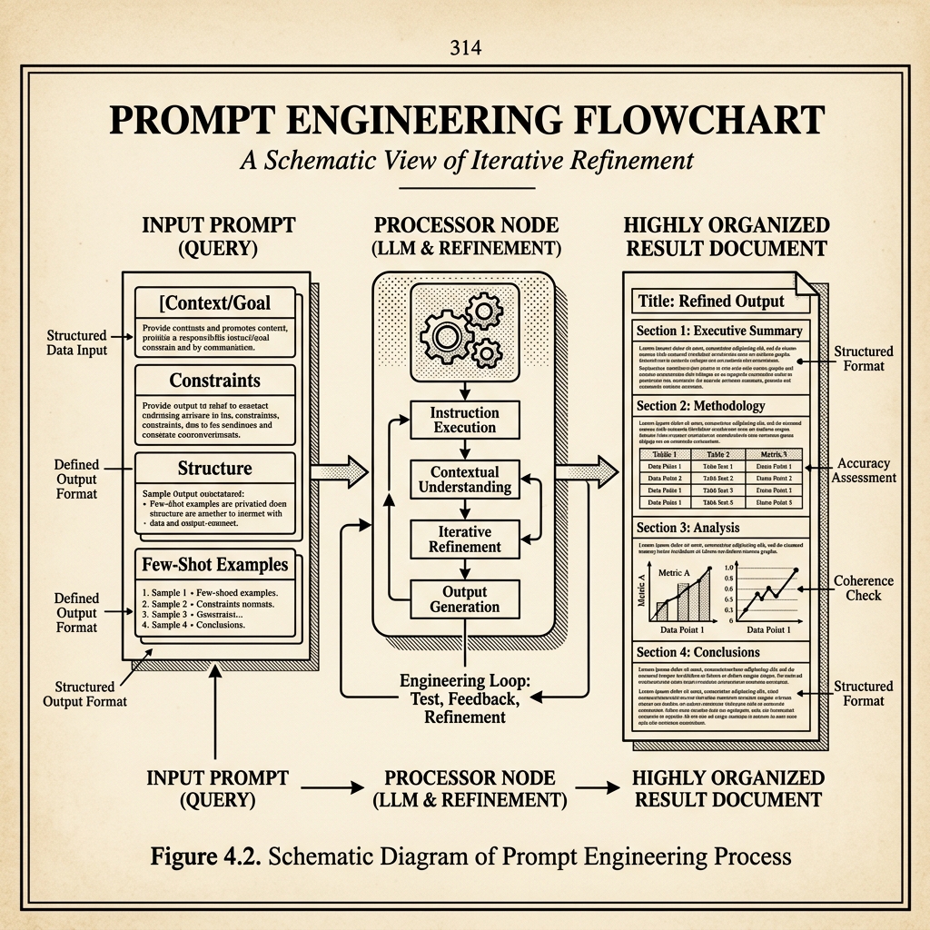 Professional technical diagram of a sleek control panel interfacing with an AI core