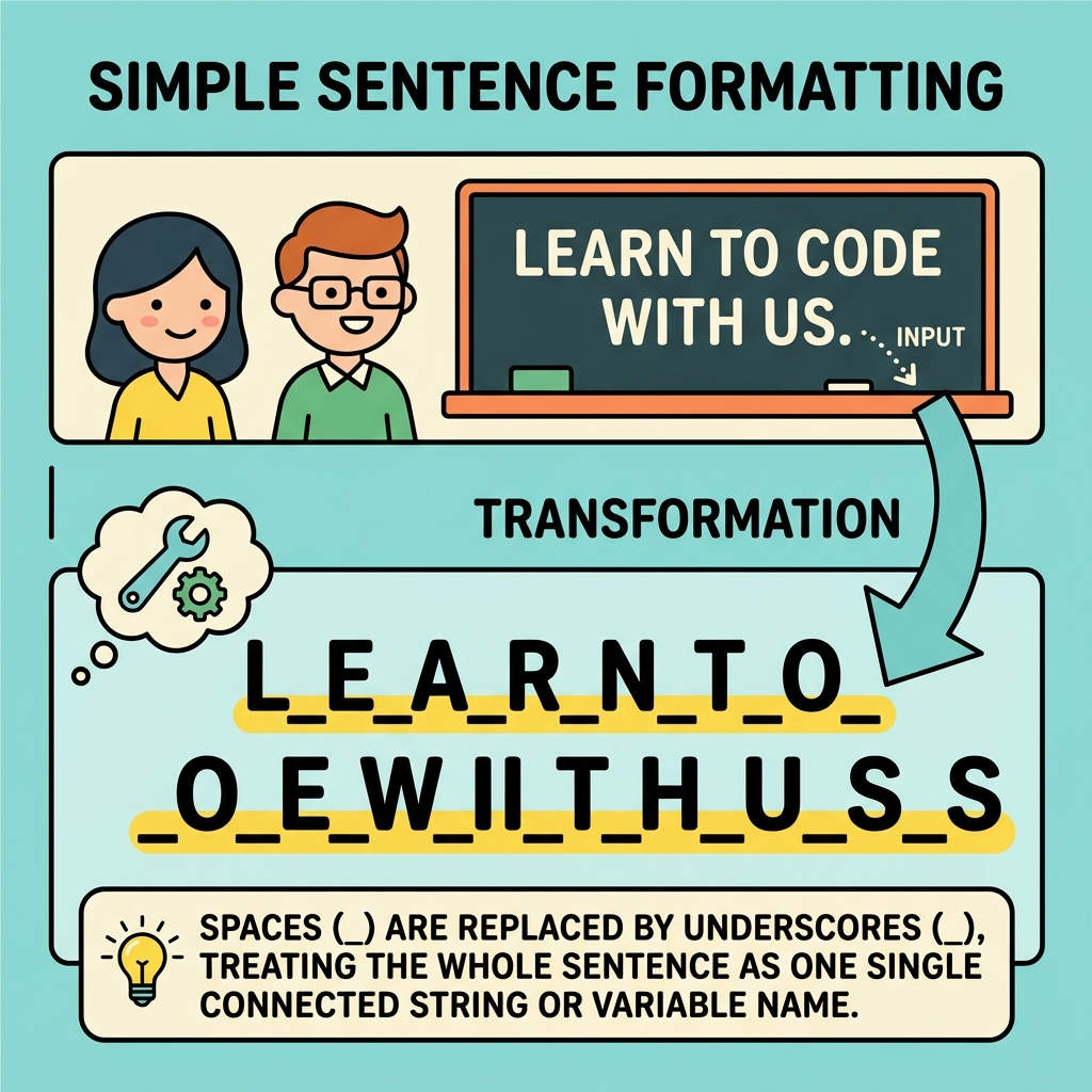 Diagram showing a sentence where spaces are replaced by underscores, treating the whole sentence as one string
