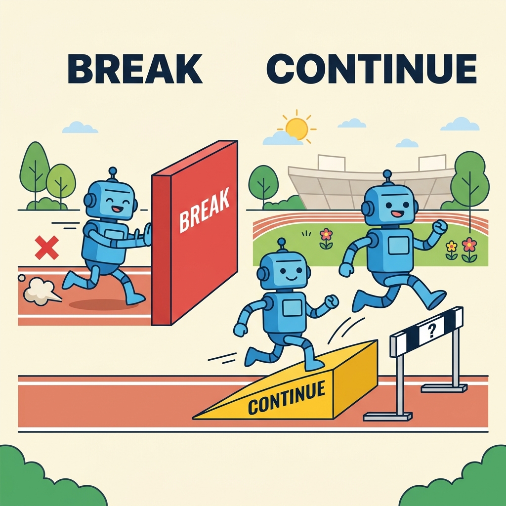 Illustration of break continue