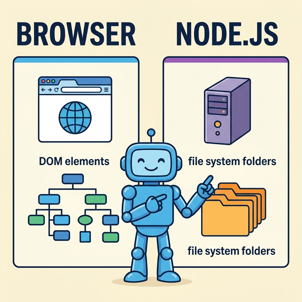 Illustration of Browser vs Node.js