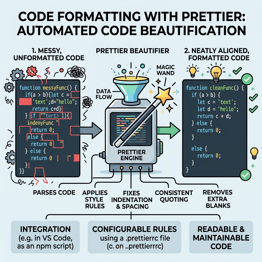 Illustration of Code Formatting (Prettier)