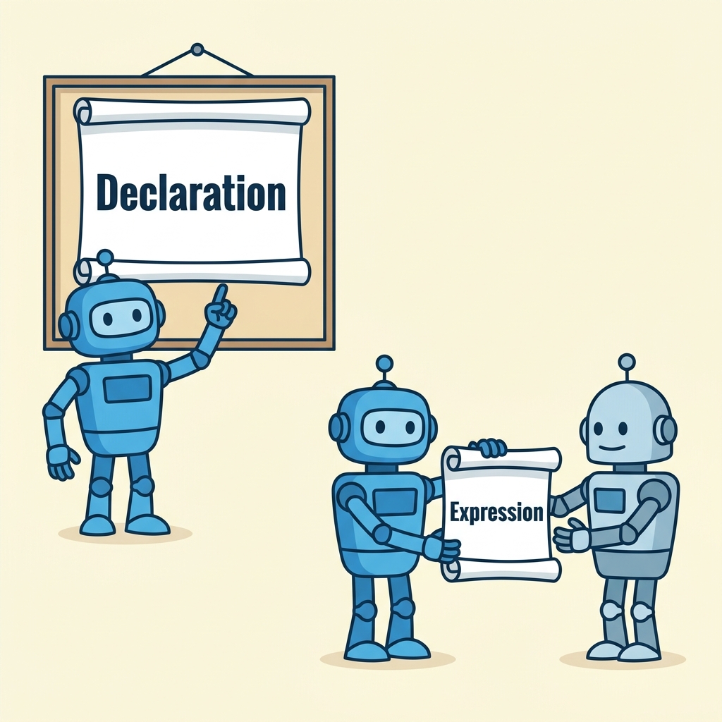 Illustration of declarations_vs_expressions