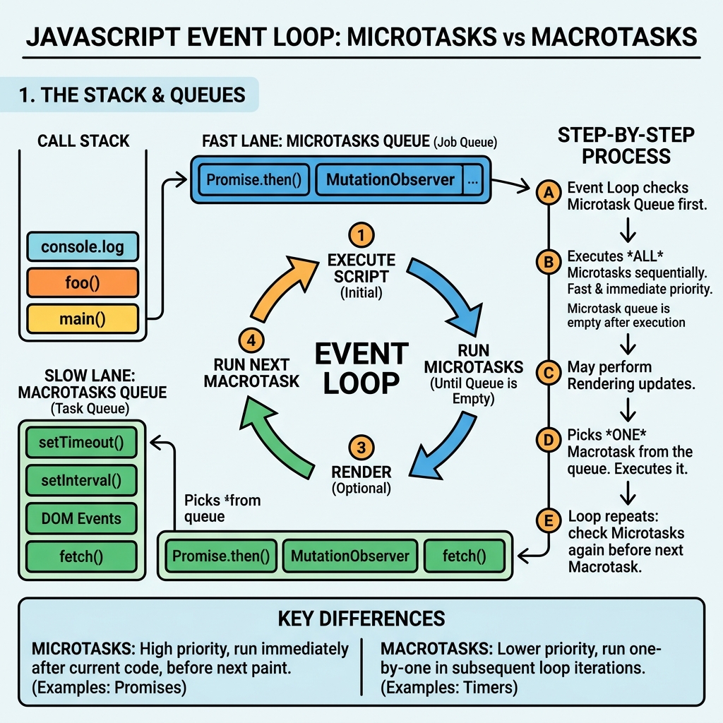 Illustration of Microtasks vs Macrotasks