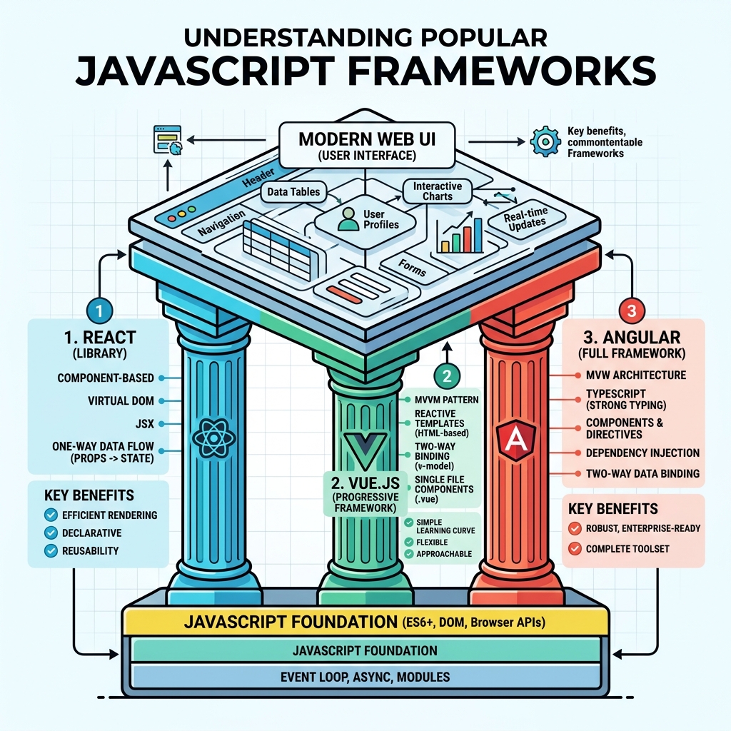 Illustration of Popular Frameworks & Libraries