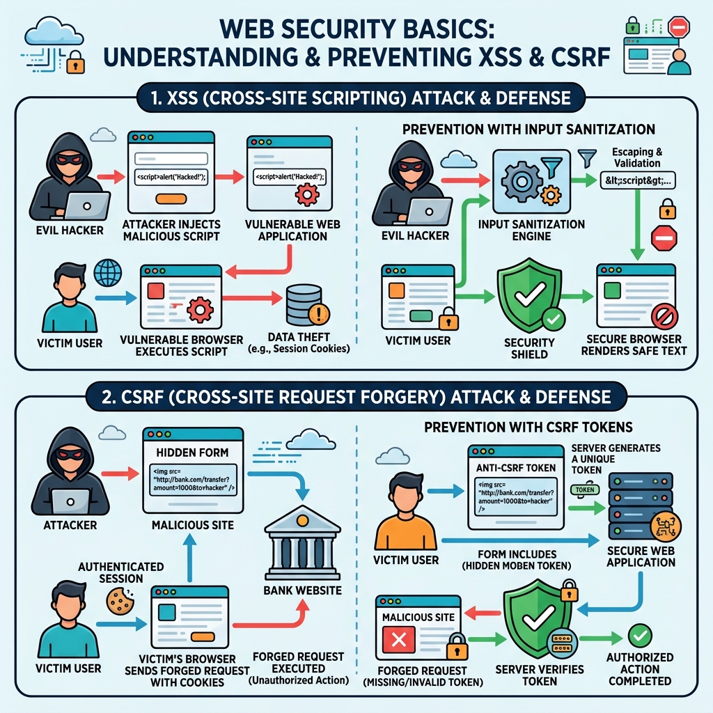 Illustration of Security Basics (XSS, CSRF)