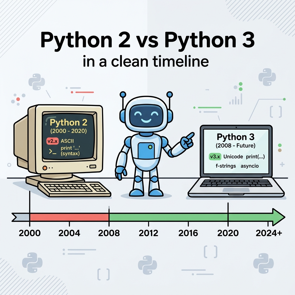 Timeline comparing Python 2 and Python 3